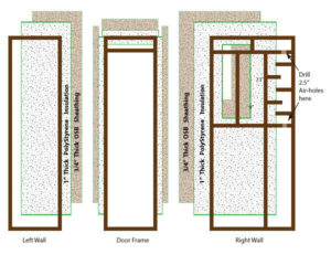 exploded diagram of vocal booth walls to show frame and materials.