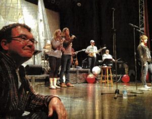Maynard Morrison and the cast of The Cape Breton Summertime Review rehearse onstage at the Savoy Theater in Glace Bay